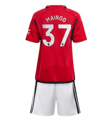 Manchester United Kobbie Mainoo #37 Primera Equipación Niños 2023-24 Manga Corta (+ Pantalones cortos)